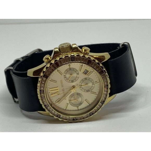 Michael Kors MK5874 Womens Black Leather Analog Ch main image 7